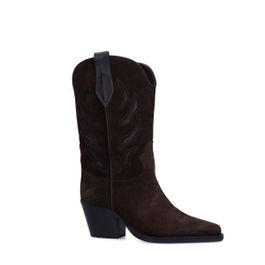 Donkerbruine suède cowboylaarzen met sierstiksels