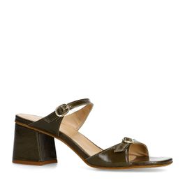 Donkergroene lak sandalen met hak