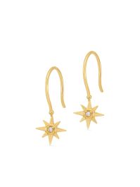 Dower and hall 14kt geelgouden nord star oorbel met diamant