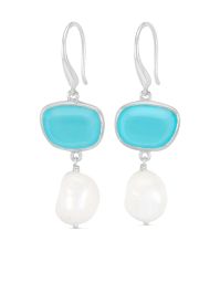 Dower and hall pebble oorringen met parels - blauw