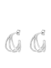 Dower and hall triple row waterfall kleine oorringen - zilver