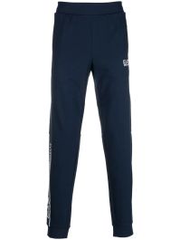 Ea7 emporio armani trainingsbroek met logoprint - blauw