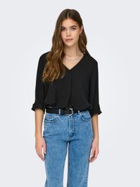 Effen gekleurde top met 3/4 mouwen