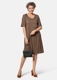 Elastische jersey jurk met modieuze print - zwart / camel - gr. 40 van goldner fashion