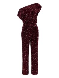 Elisabetta franchi asymmetrische jumpsuit met pailletten - rood