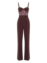 Elisabetta franchi jumpsuit met ceintuur en tulen detail - rood