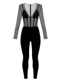 Elisabetta franchi jumpsuit met tulen details en rits - zwart