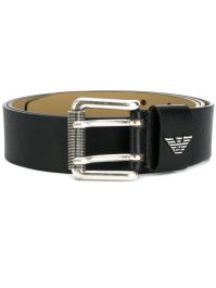 Emporio armani riem met gegraveerd logo - zwart
