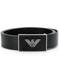 Emporio armani riem met metalen logo - zwart