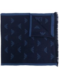 Emporio armani sjaal met borduurwerk - blauw