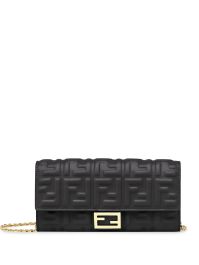 Fendi baguette continental portemonnee met ketting - zwart