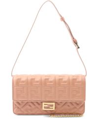 Fendi pre-owned 2000-2010 zucca leren baguette portemonnee met ketting boekentas - roze