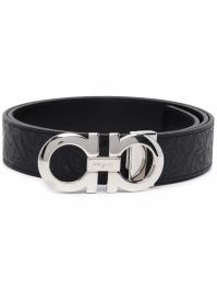 Ferragamo riem met gancini-reliëf - zwart