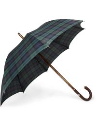 Francesco maglia - checked wood-handle umbrella - men - green