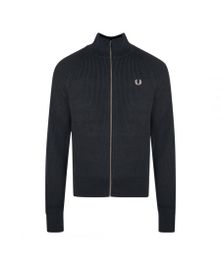 Fred perry zwart geribbeld gebreid trainingsjack