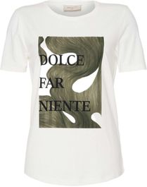 Free quent fqfenjal tee off white&olive night