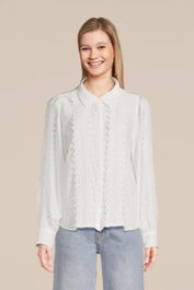 Freequent geweven blouse fqsweet met kant offwhite