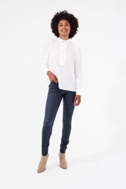 Freequent - offwhite blouse ruches - maat l