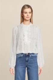 Freequent semi-transparante top fqgro met kant offwhite