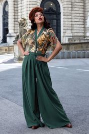 Gali gia leaf jumpsuit in smaragdgroen