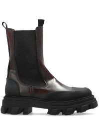 Ganni cleated imitatieleren chelsea laarzen - rood