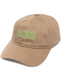 Ganni honkbalpet met geborduurd logo - beige