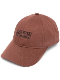 Ganni honkbalpet met geborduurd logo - bruin
