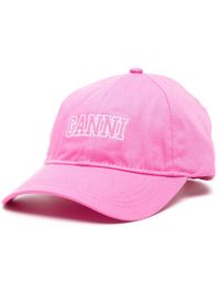 Ganni honkbalpet met geborduurd logo - roze