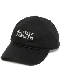 Ganni honkbalpet met geborduurd logo - zwart