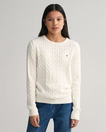 Gant teens teen girls shield katoenen gebreide kabeltrui (158/164) beige