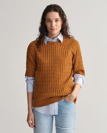 Gant women gebreide kabeltrui met halflange mouwen (m)