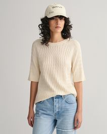 Gant women gebreide kabeltrui met halflange mouwen (s) beige