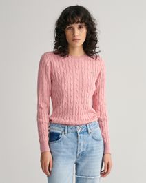 Gant women gebreide kabeltrui met ronde hals van stretchkatoen (xs)