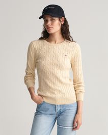 Gant women gebreide kabeltrui met ronde hals van stretchkatoen (xxl)