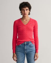 Gant women gebreide kabeltrui met v-hals van stretchkatoen (xs)