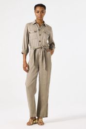 Groene Garcia dames effen jumpsuit groen lange mouw