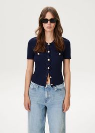 Gebreid vest met sierknopen - l,xl,xxl - costes les bleus