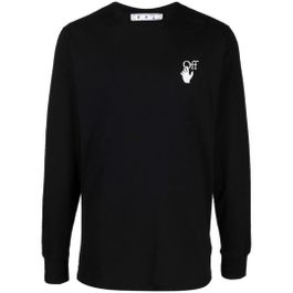 Gebroken wit caravaggio lute slim-fit zwart t-shirt met lange mouwen