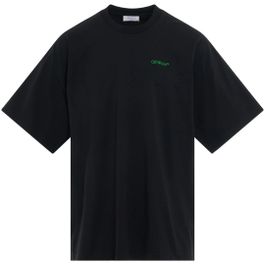 Gebroken wit moon tab oversized fit zwart t-shirt