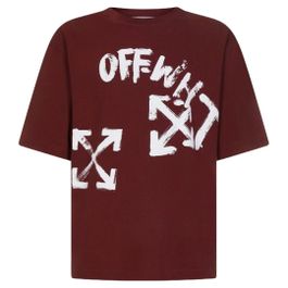 Gebroken wit skate fit paint script bordeaux t-shirt