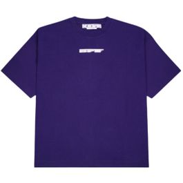 Gebroken wit teddypijllogo over skate fit paars t-shirt