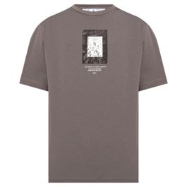 Gebroken witte verfspiegellogo slim-fit grijs t-shirt