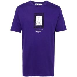 Gebroken witte verfspiegellogo slim-fit paars t-shirt