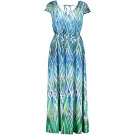 Geisha zomer jurk in met v-hals en print - Blauw