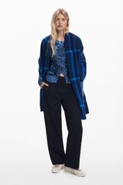 Geruite cape sjaal - blue - u