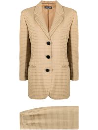 Giorgio armani pre-owned 1990s geribbeld mantelpak - beige