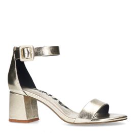 Gouden metallic sandalen met blokhak