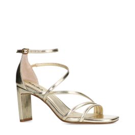 Gouden sandalen met hak