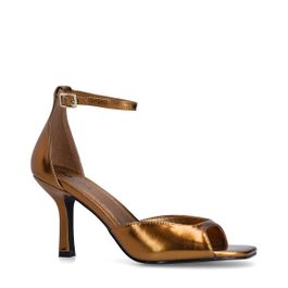 Gouden sandalen met hak