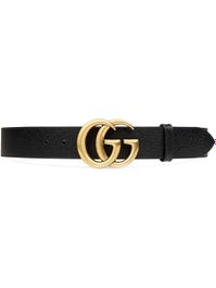 Gucci leather belt with double g buckle - zwart